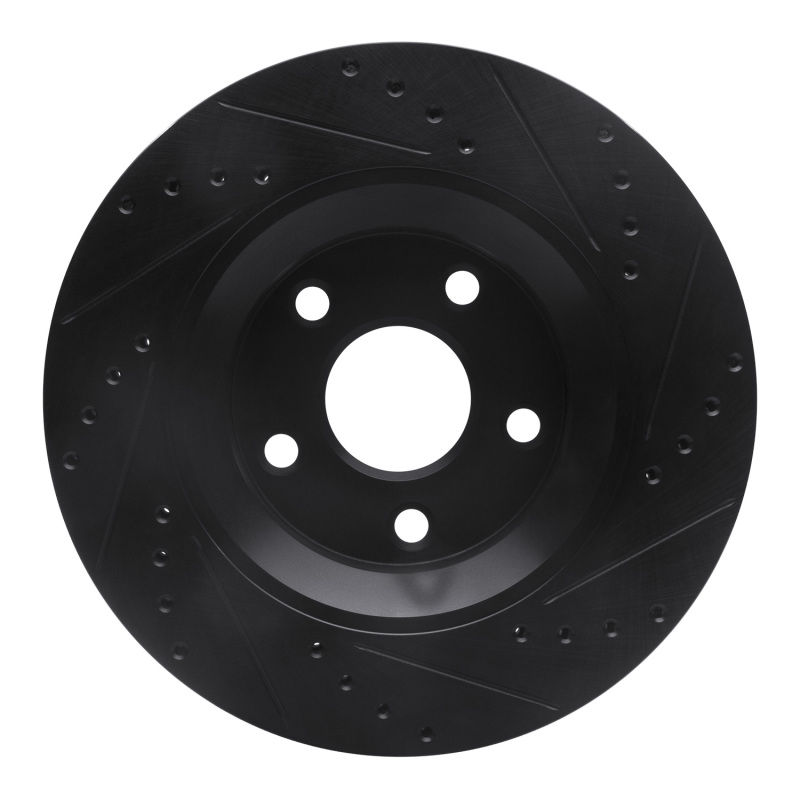 Jeep Wrangler Brake Rotor (1) - Front Left - R1 Concepts - Drilled & Slotted - Black - `12-`18